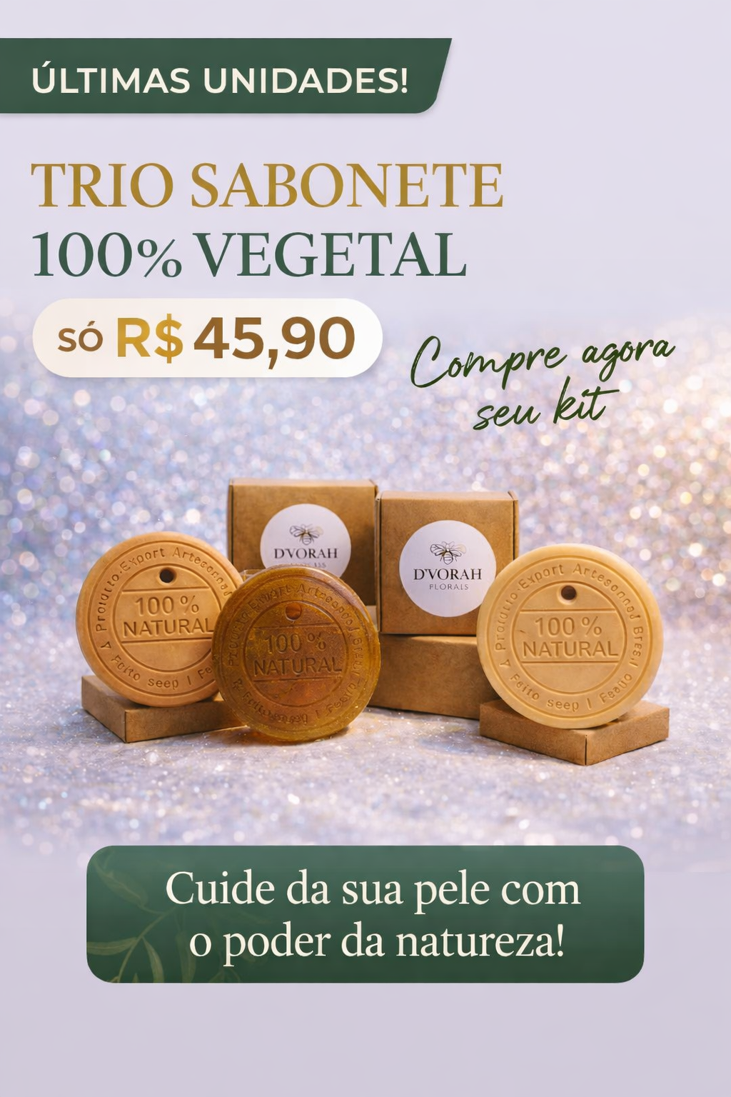 Kit de Sabonetes 100% Vegetais